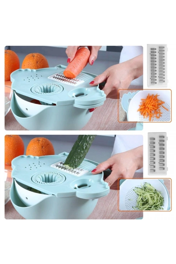 Bidebuvar Çok Fonksiyonlu Salata Aparatı - Süzgeçli Doğrayıcı Kase