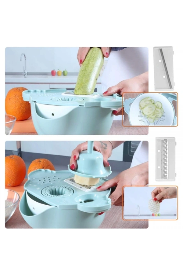 Bidebuvar Çok Fonksiyonlu Salata Aparatı - Süzgeçli Doğrayıcı Kase