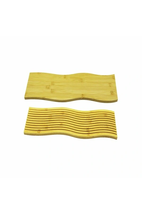 Bidebuvar Dalgalı Çift Taraf Tasarımlı Ahşap Sunum Tepsisi