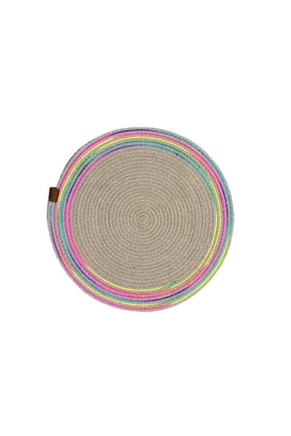 Bidebuvar DecoHandy 39cm Neon Renkli Şeritli Jüt Örme Supla Amerikan Servis