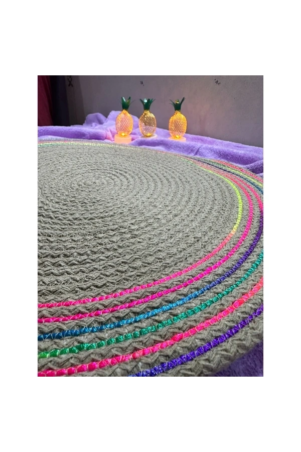 Bidebuvar DecoHandy 39cm Neon Renkli Şeritli Jüt Örme Supla Amerikan Servis