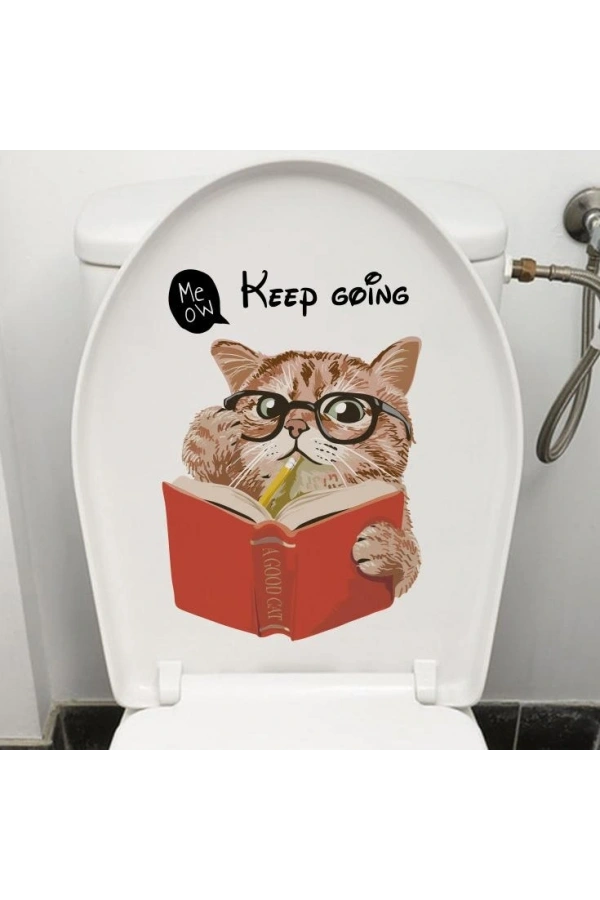 Bidebuvar Decohandy Klozet Etiketi Keep Going Kedi