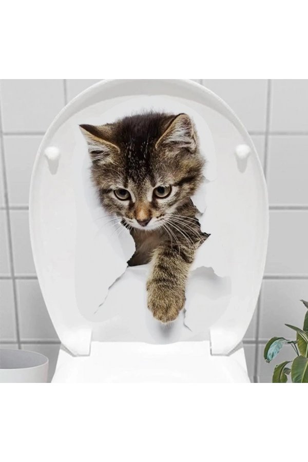 Bidebuvar Decohandy Klozet Etiketi Stray Cat
