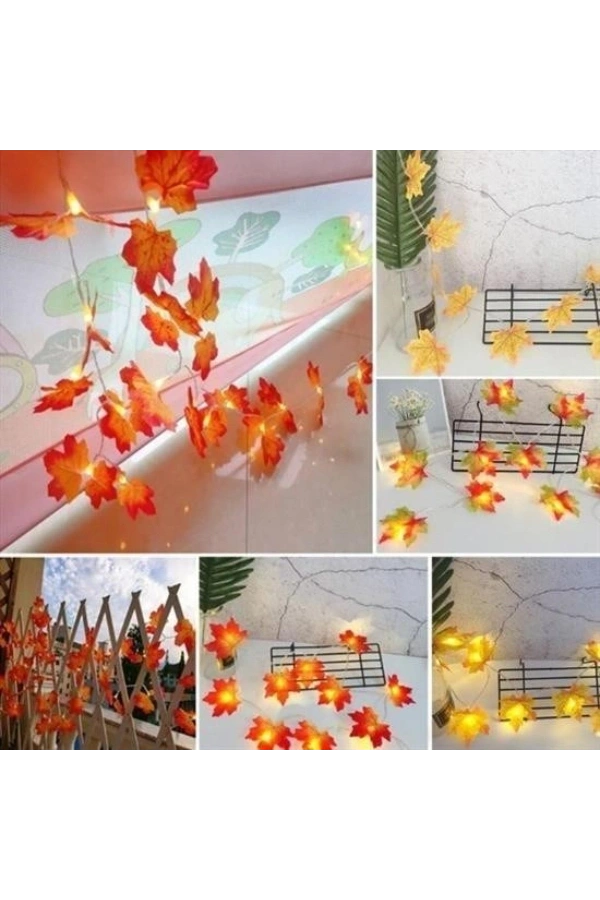 Bidebuvar Dekoratif Sonbahar Yapraklı Şerit LED Işık