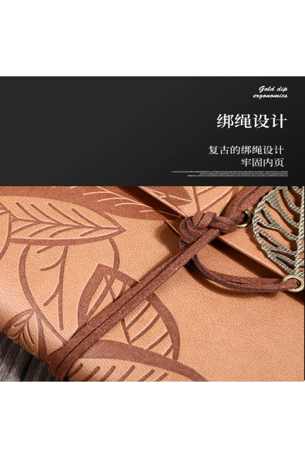 Bidebuvar Deri Yaprak Desenli Defter