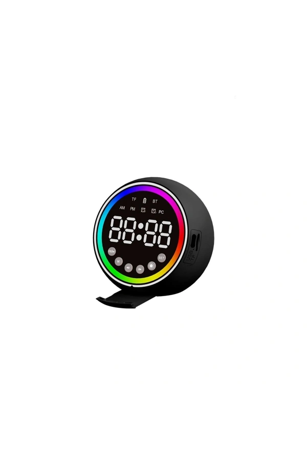 Bidebuvar Dijital Çalar Saat - Bluetooth Özellikli Mini Hoparlör - USB Şarjlı - Işıklı