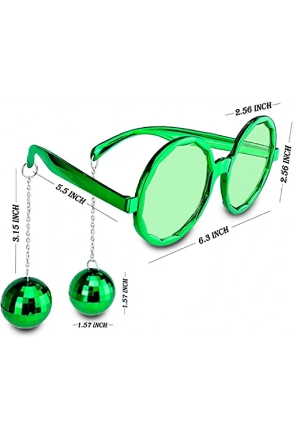 Bidebuvar Disko Toplu Küpeli Parti Gözlüğü Yeşil Renk