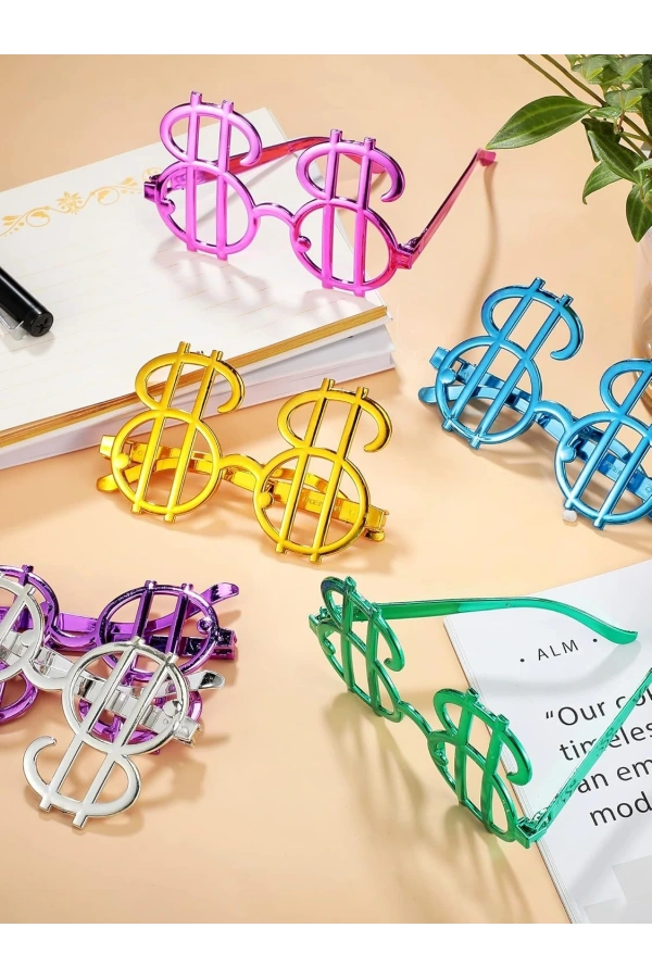 Bidebuvar Dolar Şekilli Metalize Parti Gözlüğü 6 Adet