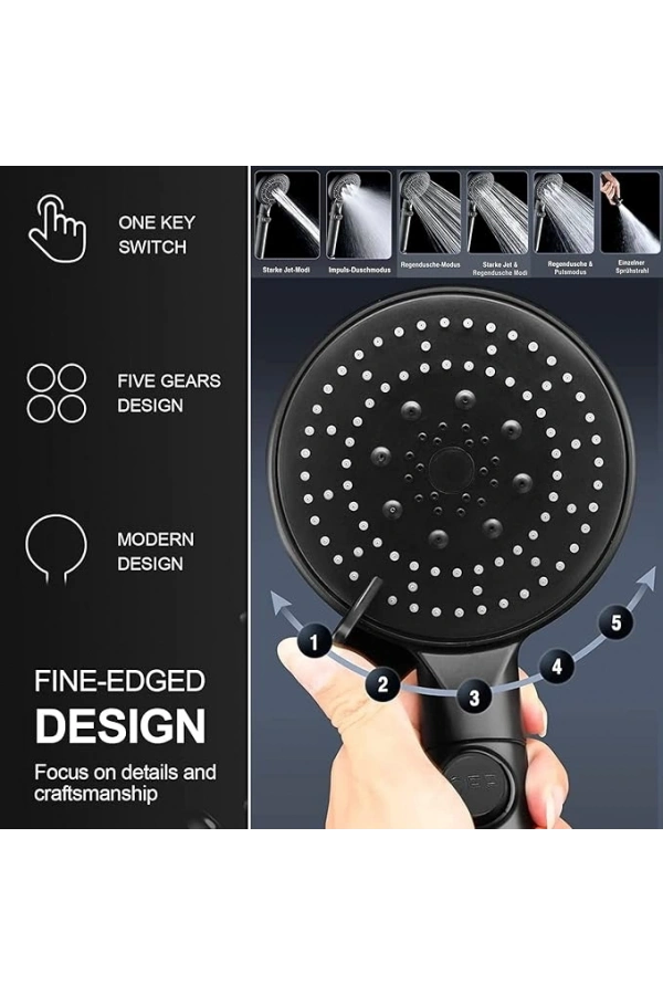 Bidebuvar Duş Başlığı Seti 5 Mod