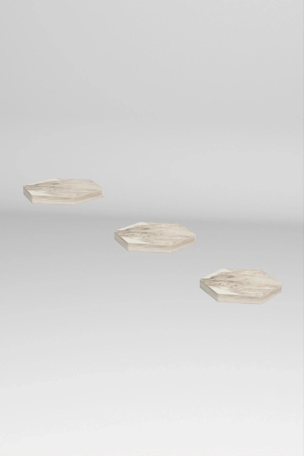 Bidebuvar Duvar Rafı Dekoratif 3 Adet Çiçeklik Altıgen Efes