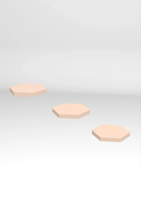 Bidebuvar Duvar Rafı Dekoratif 3 Adet Çiçeklik Altıgen Krem