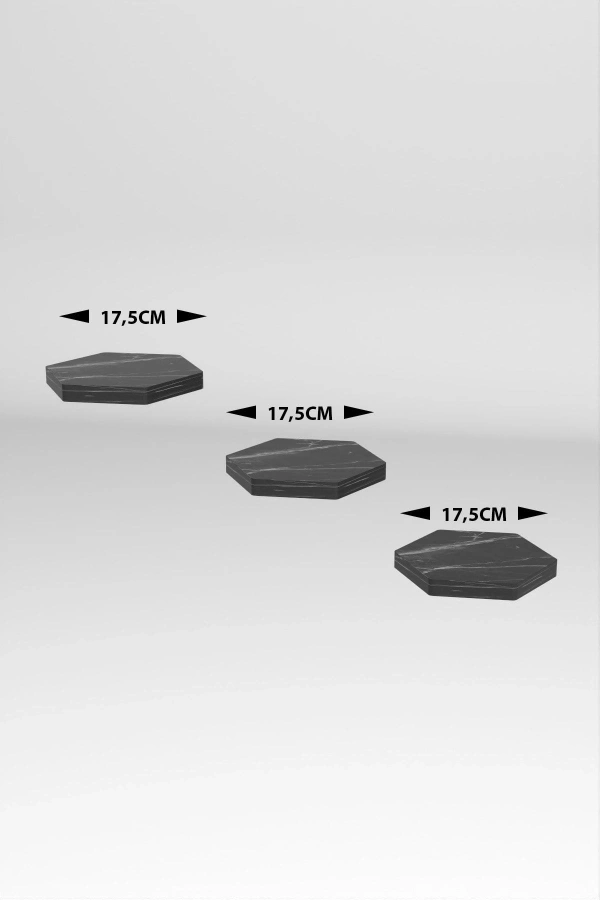 Bidebuvar Duvar Rafı Dekoratif 3 Adet Çiçeklik Altıgen Krem