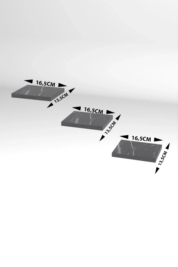 Bidebuvar Duvar Rafı Dekoratif 3 Adet Çiçeklik Kare Beyaz