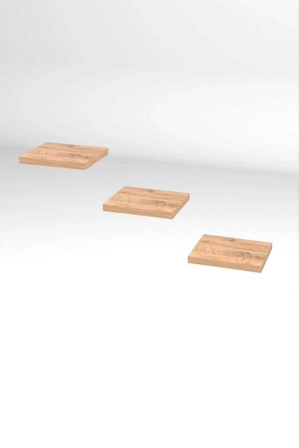 Bidebuvar Duvar Rafı Dekoratif 3 Adet Çiçeklik Kare Ceviz