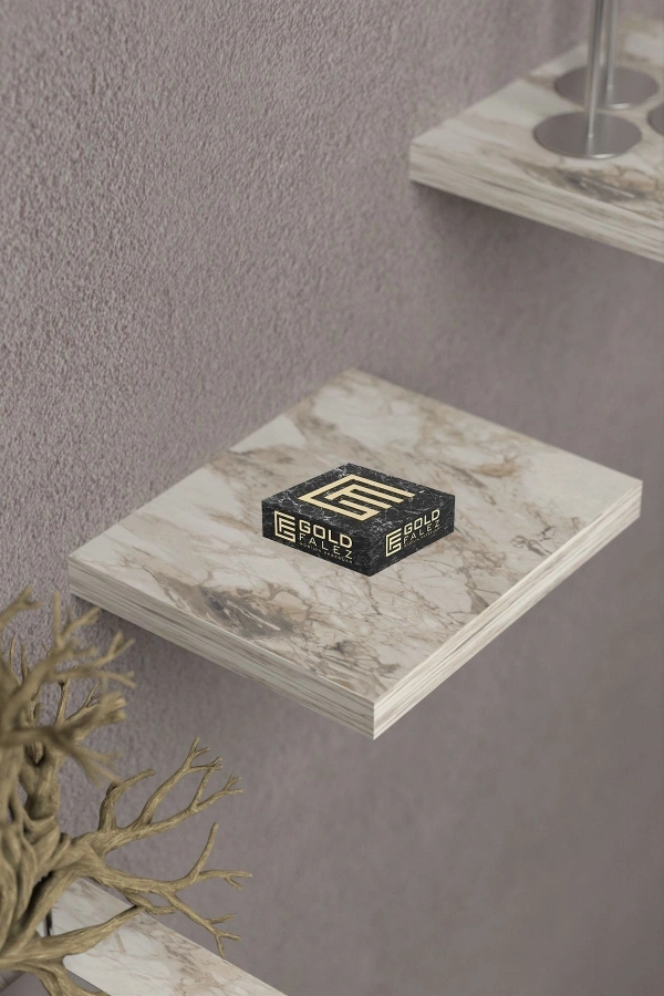 Bidebuvar Duvar Rafı Dekoratif 3 Adet Çiçeklik Kare Efes