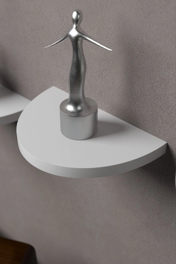 Bidebuvar Duvar Rafı Dekoratif 3 Adet Çiçeklik Oval Beyaz