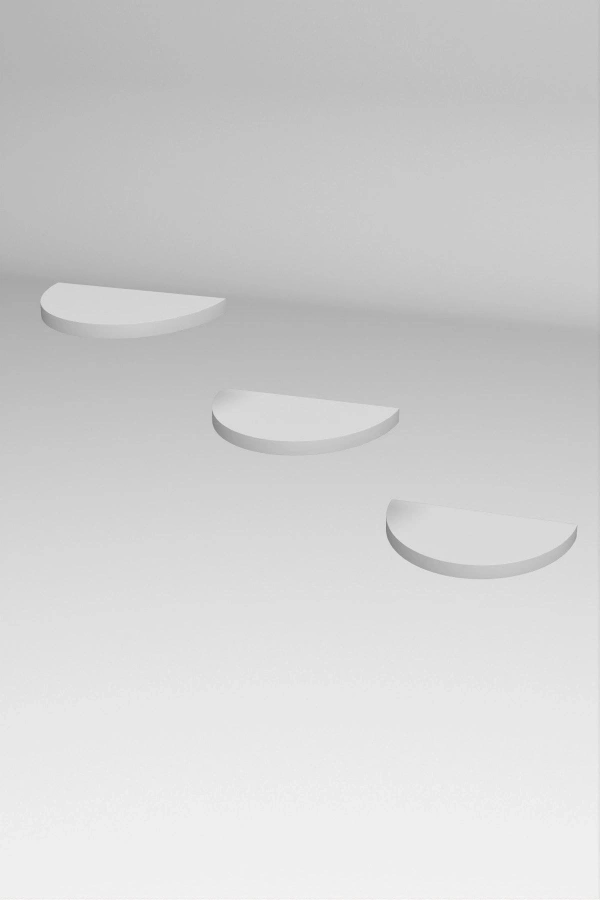 Bidebuvar Duvar Rafı Dekoratif 3 Adet Çiçeklik Oval Beyaz