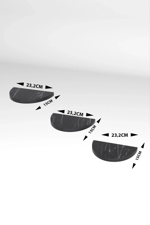 Bidebuvar Duvar Rafı Dekoratif 3 Adet Çiçeklik Oval Efes