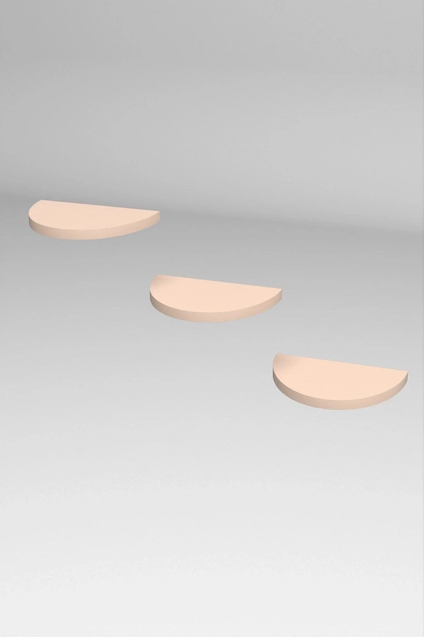 Bidebuvar Duvar Rafı Dekoratif 3 Adet Çiçeklik Oval Krem