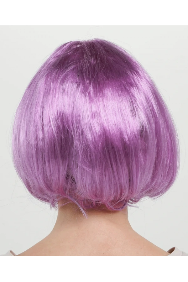 Bidebuvar Düz Kesim Küt Parti Peruğu Rose Pembe