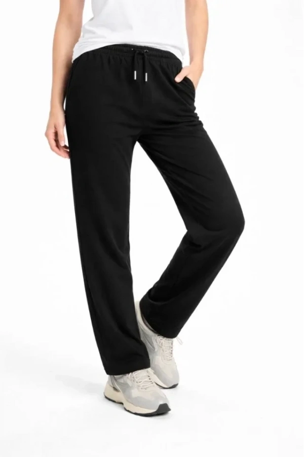 Bidebuvar Düz Paça Beli Lastikli İpli Günlük Spor Eşofman Altı Rahat Fit - Siyah