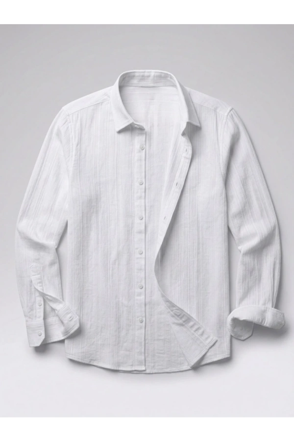 Bidebuvar Erkek Armürlü Yarım Oversize Müslin Gömlek