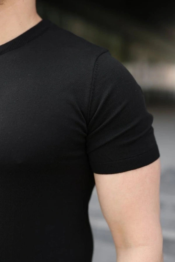 Bidebuvar Erkek Basic Bisiklet Yaka Kısa Kollu Triko Tişört - %100 Pamuk Akrilik