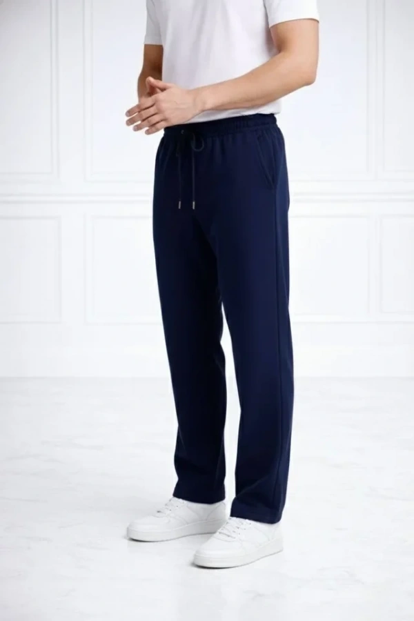 Bidebuvar Erkek Düz Paça Beli Lastikli İpli Günlük Spor Eşofman Altı Rahat Fit - Lacivert