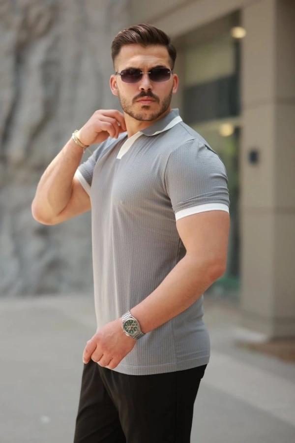 Bidebuvar Erkek Hemşire Yaka Kısa Kollu Tişört