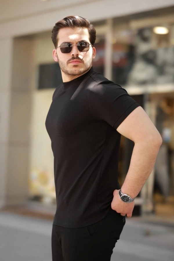 Bidebuvar Erkek Ince çizgi Dokulu Kısa Kollu T-shirt