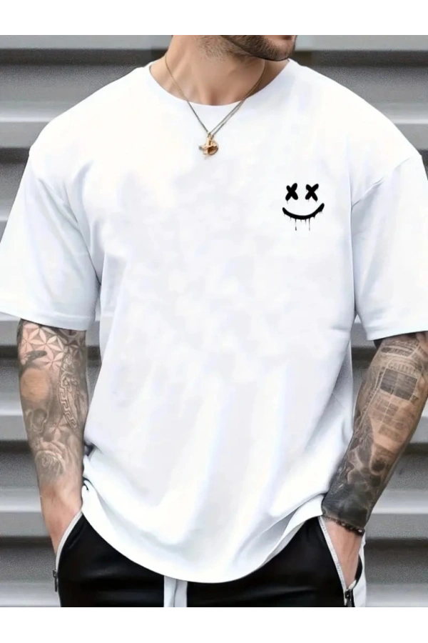 Bidebuvar Erkek Kısa Kollu Bisiklet Yaka Baskılı Süprem Tişört