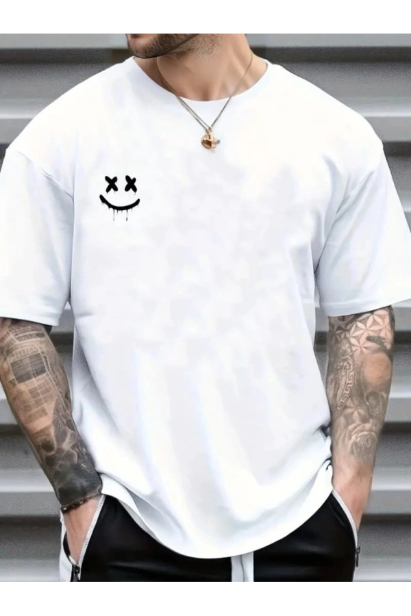 Bidebuvar Erkek Kısa Kollu Bisiklet Yaka Baskılı Süprem Tişört