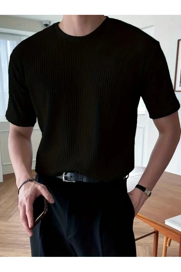 Bidebuvar Erkek Kısa Kollu Bisiklet Yaka Triko Tişört