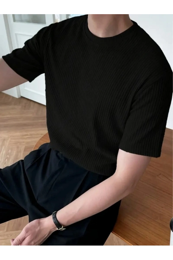 Bidebuvar Erkek Kısa Kollu Bisiklet Yaka Triko Tişört