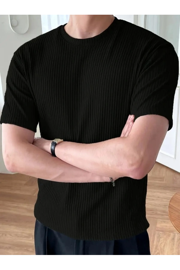 Bidebuvar Erkek Kısa Kollu Bisiklet Yaka Triko Tişört