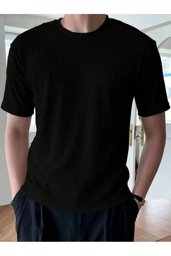 Bidebuvar Erkek Kısa Kollu Bisiklet Yaka Triko Tişört