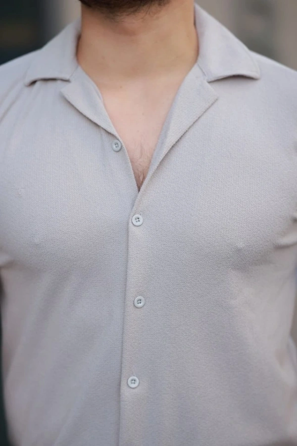 Bidebuvar Erkek Kısa Kollu örme Kumaş Pamuklu Gömlek