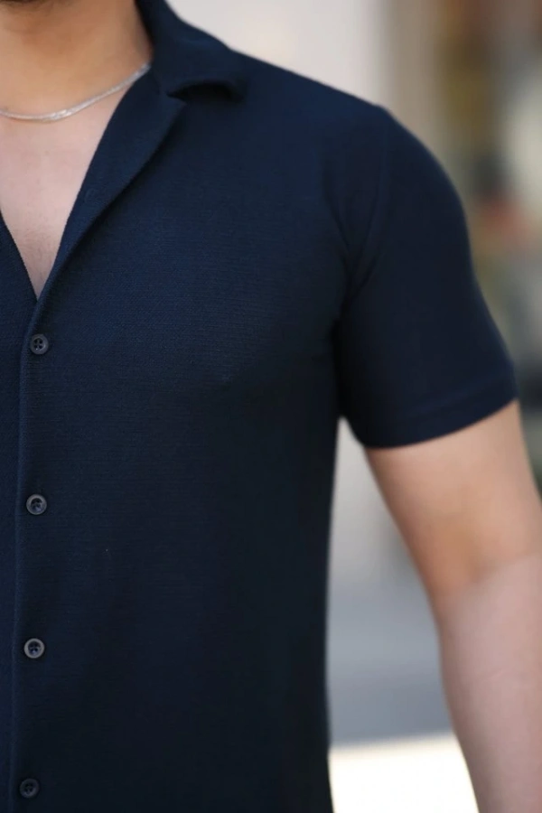 Bidebuvar Erkek Kısa Kollu örme Kumaş Pamuklu Gömlek