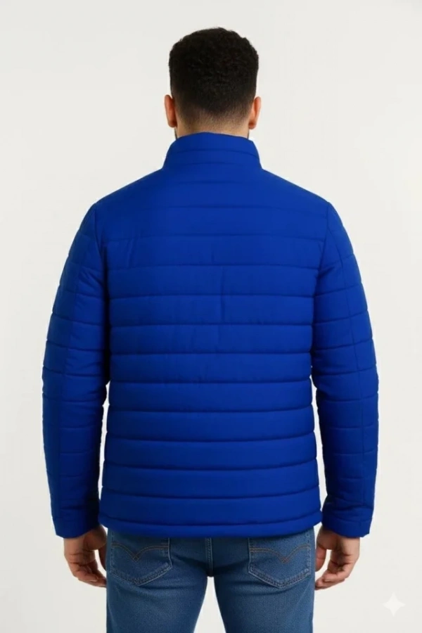 Bidebuvar Erkek Mikro Su İtici Kapitone Baskılı Astarlı Fermuarlı Bomber Mont - Saks Mavisi