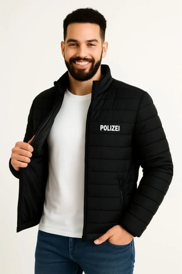 Bidebuvar Erkek Mikro Su İtici Kapitone Baskılı Astarlı Fermuarlı Bomber Mont - Siyah