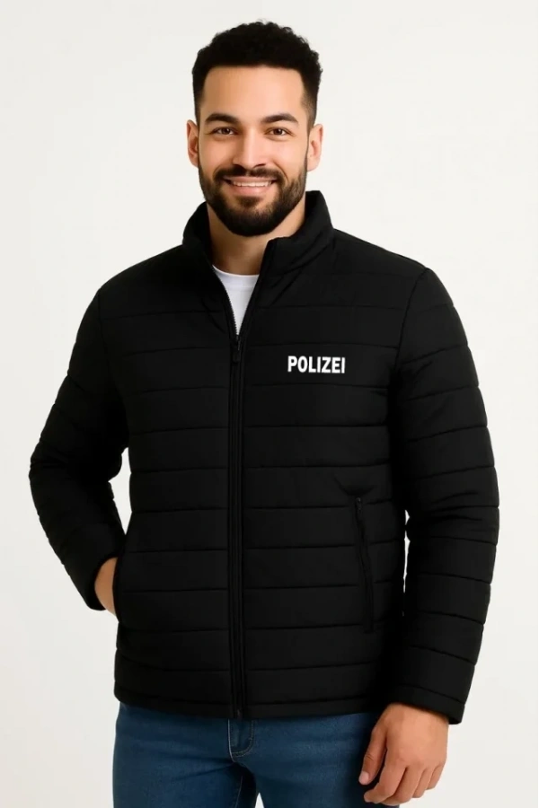 Bidebuvar Erkek Mikro Su İtici Kapitone Baskılı Astarlı Fermuarlı Bomber Mont - Siyah