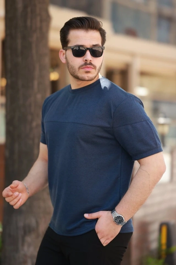 Bidebuvar Erkek Oversize Bisiklet Yaka Kısa Kollu T-shirt