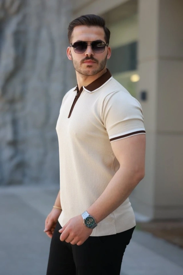 Bidebuvar Erkek Renkli Yaka Kısa Kollu Tişört