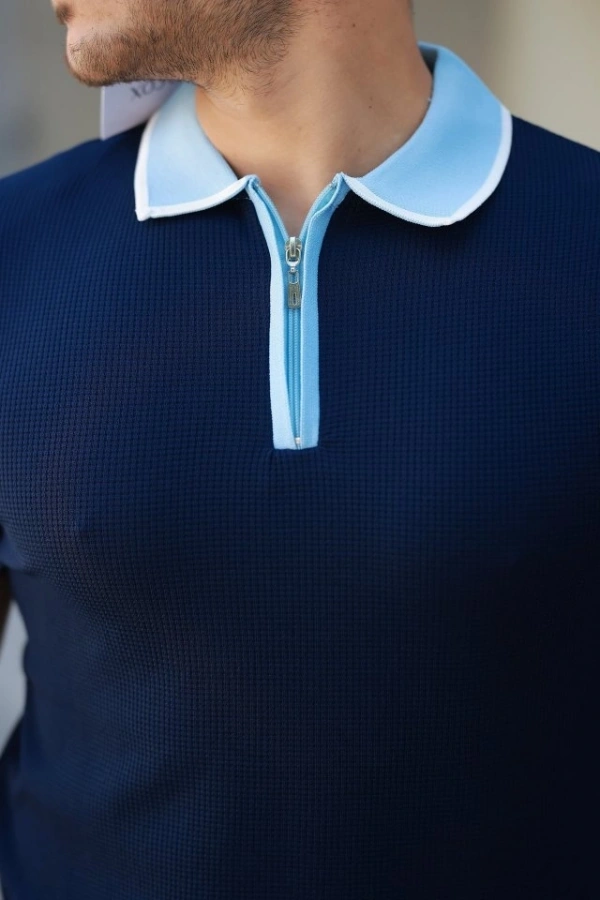 Bidebuvar Erkek Renkli Yaka Kısa Kollu Tişört