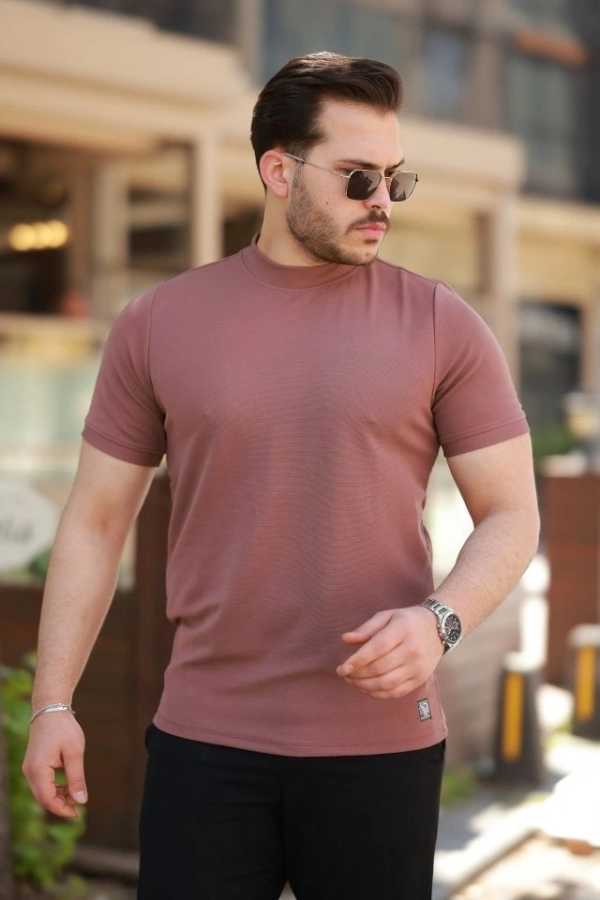 Bidebuvar Erkek Yarım Balıkçı Yaka Kısa Kollu T-shirt