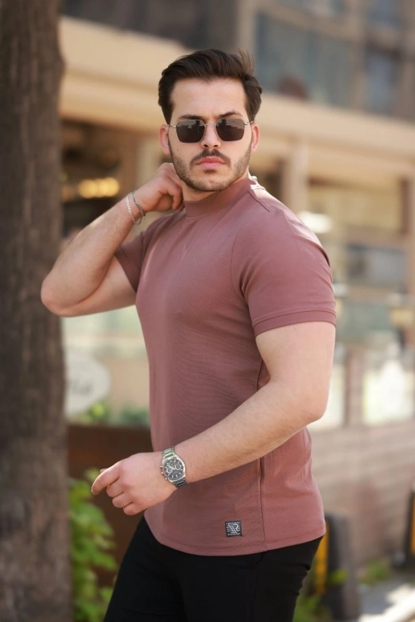 Bidebuvar Erkek Yarım Balıkçı Yaka Kısa Kollu T-shirt