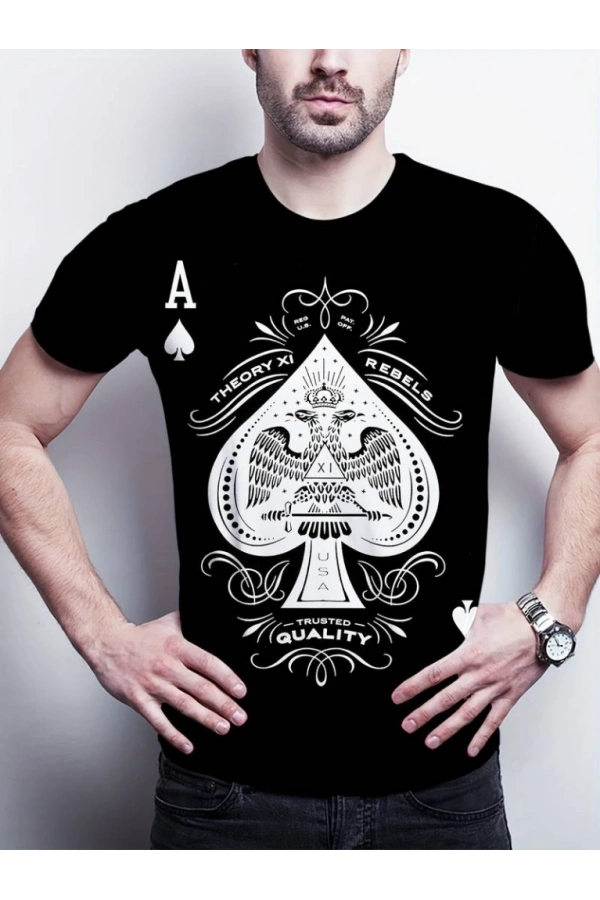 Bidebuvar Erkekkısa Kollu Yuvarlak Yaka Desenli Viskon T-shirt