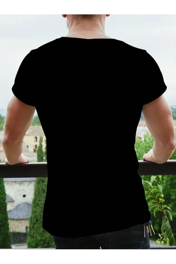 Bidebuvar Erkekkısa Kollu Yuvarlak Yaka Desenli Viskon T-shirt
