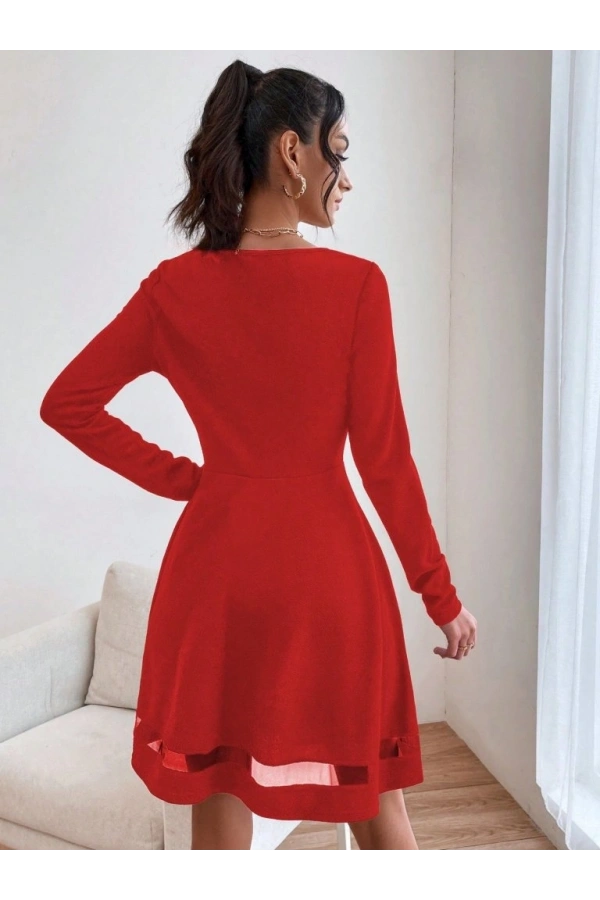 Bidebuvar Etek Tül Detay Krep Elbise