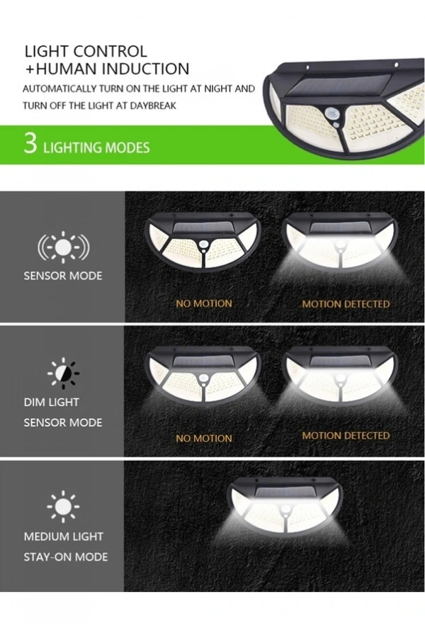 Bidebuvar Fonksiyonel Sensörlü 102 Ledli Solar Bahçe Lambası